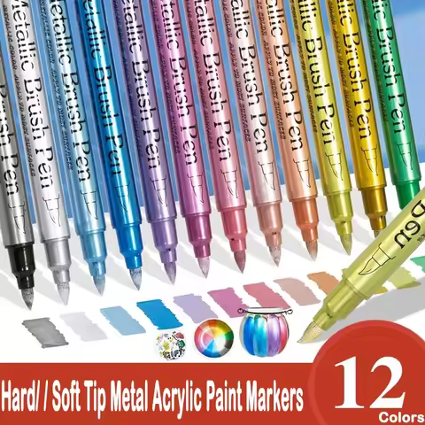 12 Color Metallic Marker Pen Resin Drawing Pen Acrylic Paint DIY Highlights Permanent Marker DIY Car