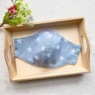 日本布粉藍星星可放濾芯立體棉布口罩 (大/中/小碼) 手工製作