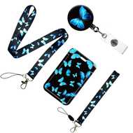 'CW Now1PC Fashion Butterfly Lanyard Card Holder Keychain Hanging Rope Phone Neck Strap ID Badge Campus. Bank Card Cover Case Gift