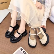 Giày Búp Bê Nữ Đính Nơ Đế Cao 5cm -Giày Lolita Nữ Mũi Tròn Tiểu Thư Sang Chảnh -Giày Mary Jane DU43