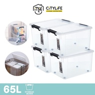 (Bundle of 4) Citylife 55L-65L Multi-Purpose Widea Stackable Storage Container Box With Wheels X-632026