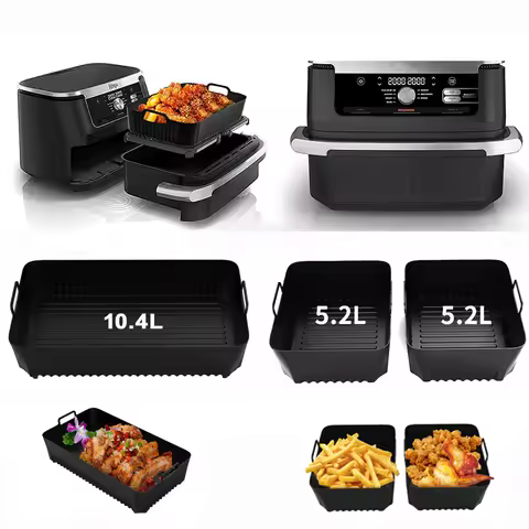 Reusable Silicone Air Fryer Basket Liner Fit Ninja AF500 Non-Stick Heatproof Easy Clean BPA-Free Kit