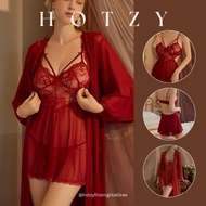 (37-90kg) 🇲🇾READY STOCK 3 pcs Set Premium l Night Dress With Robe Gown First Night Gaun Jubah Pengat