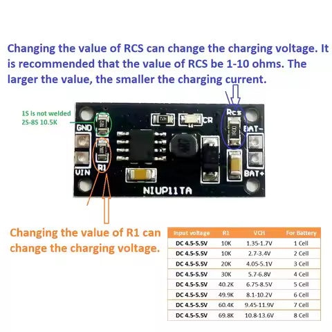 NiMH NiCd Battery Charger Module 1-8 Cell 12-96V Input DC 5V USB Rechargeable Board