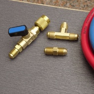 [Top Cool Taiwan] Refrigerant Copper Accessories Ball Valve Double Joint Three-Way R134a R32 R410A R
