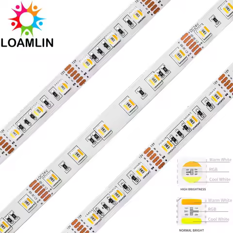 5m 5050 SMD RGBCCT 5 IN 1 LED Strip Light 60/96Leds/m RGB+CW/WW RGBWC Color Temperature High Brightn