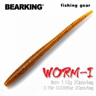BEARKING worm Soft Lures 8cm 1.12g 20pcs/bag Fishing Artificial Silicone Bass Pike Minnow Swimbait J
