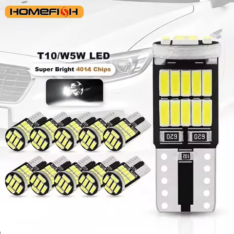 10PCS W5W T10 4014 Led Bulbs Canbus light SMD 6000K 168 194 Led 5w5 Car Interior Dome Reading Licens