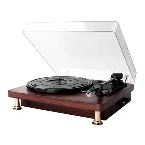 B48A Retro Vinyl Record Player W/ Dustproof Cover Record Player 33/45/78RPM Turntables Gramophone Ph