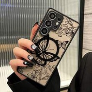 1pc Creative Cool Black Butterfly Print Soft-Touch Matte Perforated Independent Button Magnetic Wire
