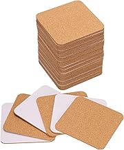 QUARKZMAN Pack of 50 Self-Adhesive Cork Coasters, 80 x 80 x 2 mm, Cork Mats, Cork Tiles, Cork Underl