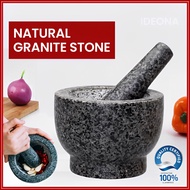 (SG) Natural Granite Stone Mortar And Pestle Set Spice Grinding Pill Crusher Pounder