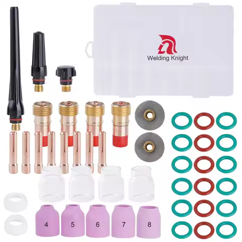 46Pcs TIG Welding Torch Stubby Gas Lens #12 Pyrex Glass Cup Collet Accessories Kit For TIG WP-17/18/
