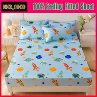 Lovely Dinosaur Printed Fitted Sheet Comfortable Bed Cover for Kids Adults Dustproof Bed Sheets Bed Covers Mattress Covers Super Single / Queen / King Size