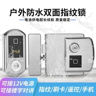 KY/💯Outdoor Waterproof Fingerprint Lock Rainproof Courtyard Aluminum Door Iron Door Lock Double-Sided Fingerprint Credit