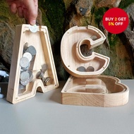 New Style English Letter Piggy Bank Children Boys Creative Wooden Piggy Bank Living Room Decoration 
