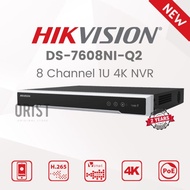 New HIKVISION DS-7608NI-Q2 NVR 8channel 1U 4K Resolution 8CH Support
