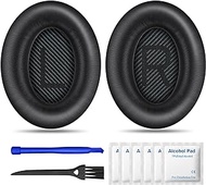 MOLOPPO Replacement Earpads Cushions for Bose QuietComfort 35 (QC35) &amp; Quiet Comfort 35 II (QC35 ii) Headphones, Ear Pads with Softer Leather, Noise Isolation Foam, Added Thickness，Black2