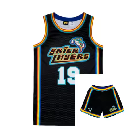 1996 Aaliyah #19 Bricklayers MTV Rock N’ Jock Jersey & Shorts Set Men's T-Shirt Set Summer Sports Ca