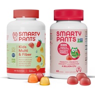 SmartyPants Kids Multivitamin Fiber Supplement Gummies and Probiotic Immunity Bundle: Omega 3 Fish O