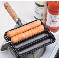 1 Pc 4 Grids Sausage Grilling Pan Cast Iron Non Stick Grill Hotdog Corn Dog Maker Breakfast Home Living Kitchenware
