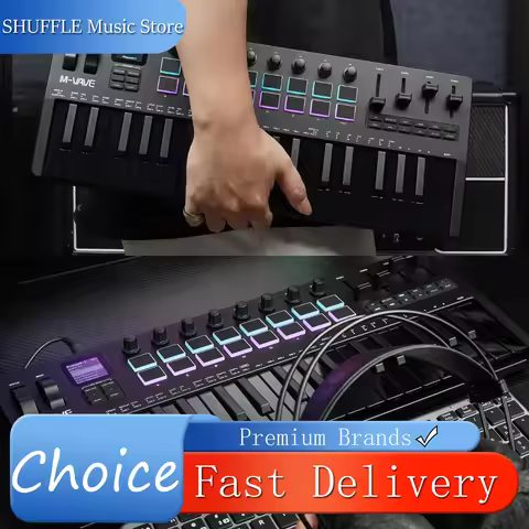 M-VAVE SMK-37 Pro 37-Key Black MIDI Controller With 16 RGB Pads 8 Knobs Built-in Synthesizer Portabl