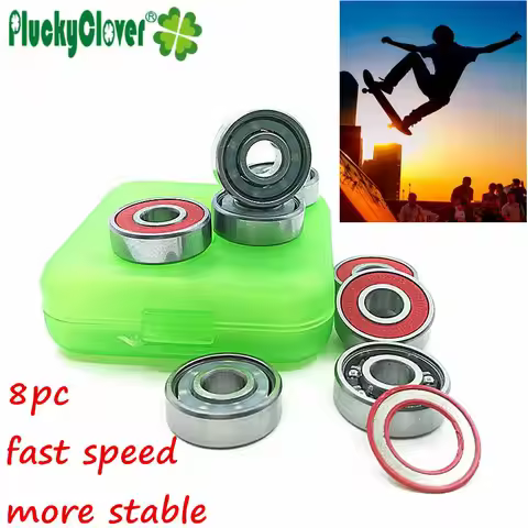 8pcs Red Skateboard Bearing 608 for Surf Board Double Rocker Drift Board Downhill Electric Skateboar