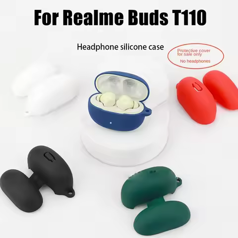 Portable Dustproof Silicone Case Washable Anti-fall Earbuds Sleeve Soild Color Buds Cover for Realme