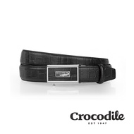 Crocodile 鱷魚皮件 義大利進口牛皮 壓紋 自動穿扣 紳士皮帶 32MM-0101-42005-黑/深咖兩色/ 黑色/ 44吋