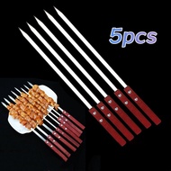 5PCS BBQ Skewer BBQ fork Skewers with Wooden Handles Reusable Grill BBQ Barbecue Sticks
