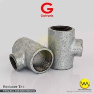 Reducer Tee Galvanis 3 in Fitting Pipa Besi Drat Dalam