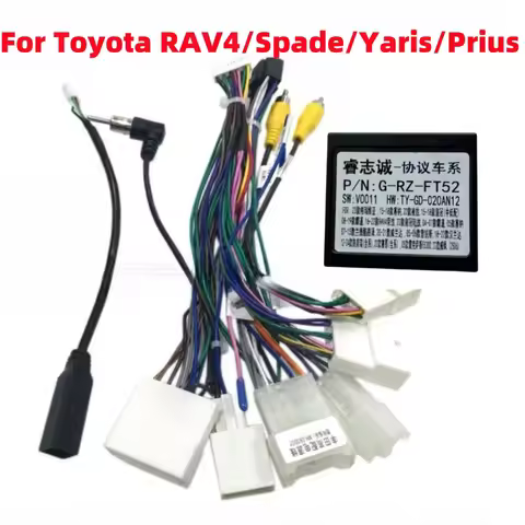 Canbus Box RZ-FT52/RZ-FT-01 For Toyota Corolla/Camry/CHR /RAV4/Spade/Yaris/Prius 16 Pin Wiring Harne
