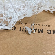 S999 Female Simple Necklace Butterfly Generation Hair Clavicle Chain High-End ins Style Pure Silver 