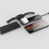 Feeltek｜玻璃 8合1 無線充電組合式USB-C Hub多功能隨身集線器(支援AirPods與Apple Watch無線充電)