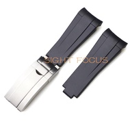 20mm Curved End Rubber Watch Band for Rolex Submariner Yachtmaster GMT Wrist Watch Strap Glidelock B
