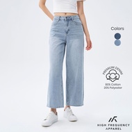 HFA Women's Wide Leg Mid-Waisted Ankle Length Denim Jeans