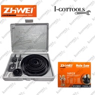ZHIWEI 16pcs 12 Sizes Hole Saw Drill Set For PVC / WOOD // PLASTERBOARD 64mm-127mm