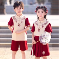Student Elementary School Student Class Uniform Chinese Campus Uniform Summer Children's Country Gra