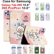 For Galaxy Tab X95 X 95 Pro+ 10.8'' Fashion cute cartoon Flip Cover Sweatproof With Sleep/Wake Funct