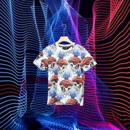 二手 PHILIPP PLEIN 義大利製 淺藍色 骷顱KING花紋 M 短袖上衣 G1110【明太子 古著應召站】
