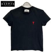 อามี ปารีส BFUTS001.724 เสื้อยืดคอกลมแขนสั้น ปักลายหัวใจ Ami De Coeur สีดำ ไซส์ XXS【สินค้ามือสอง】