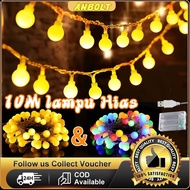 3M/10M Cherry Balls LED Fairy String Lights Battery USB Operated Outdoor Room Garland HARI RAYA Deco
