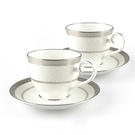 Noritake｜華麗年代骨瓷 銀邊咖啡對杯－禮盒組