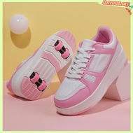 four-wheeled Heelys rechargeable LED shoes kids luminous shoes kick roller shoes cheap roller skates