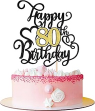 Xsstarmi 1 Pack Cake Decoration 80th Birthday Cake Topper Glitter Happy 80th Birthday Cake Topper fo