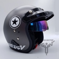 **SEKALI TINTED SUNVISOR 100% Original** SGV Star Matt Grey Helmet Topi Dewasa Motorcycle Classic  P
