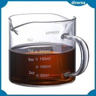 [Direrxa] Espresso Measuring Glass Jug Cup Clear Glass Pitcher Double Spouts Anti Scald Handle Espresso Glass for Measure 250ml