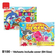 Blok Lukisan B4 100gsm (3 pcs) – Rekaan Spiderman & Haiwan Kartun | B4 Drawing Block (3pcs) – Animal