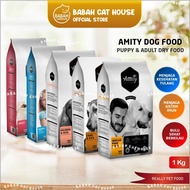 AMITY DOG FOOD ALL BREED 1KG Puppy Adult Pork Salmon Lamb Dry DOG FOOD Happy RC Mini Small Medium Ma