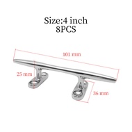 8 PCS Set 4 inch 316 Stainless Steel Boats Hollow Cleat Polished Marine Hardware Flat Deck Mooring K
